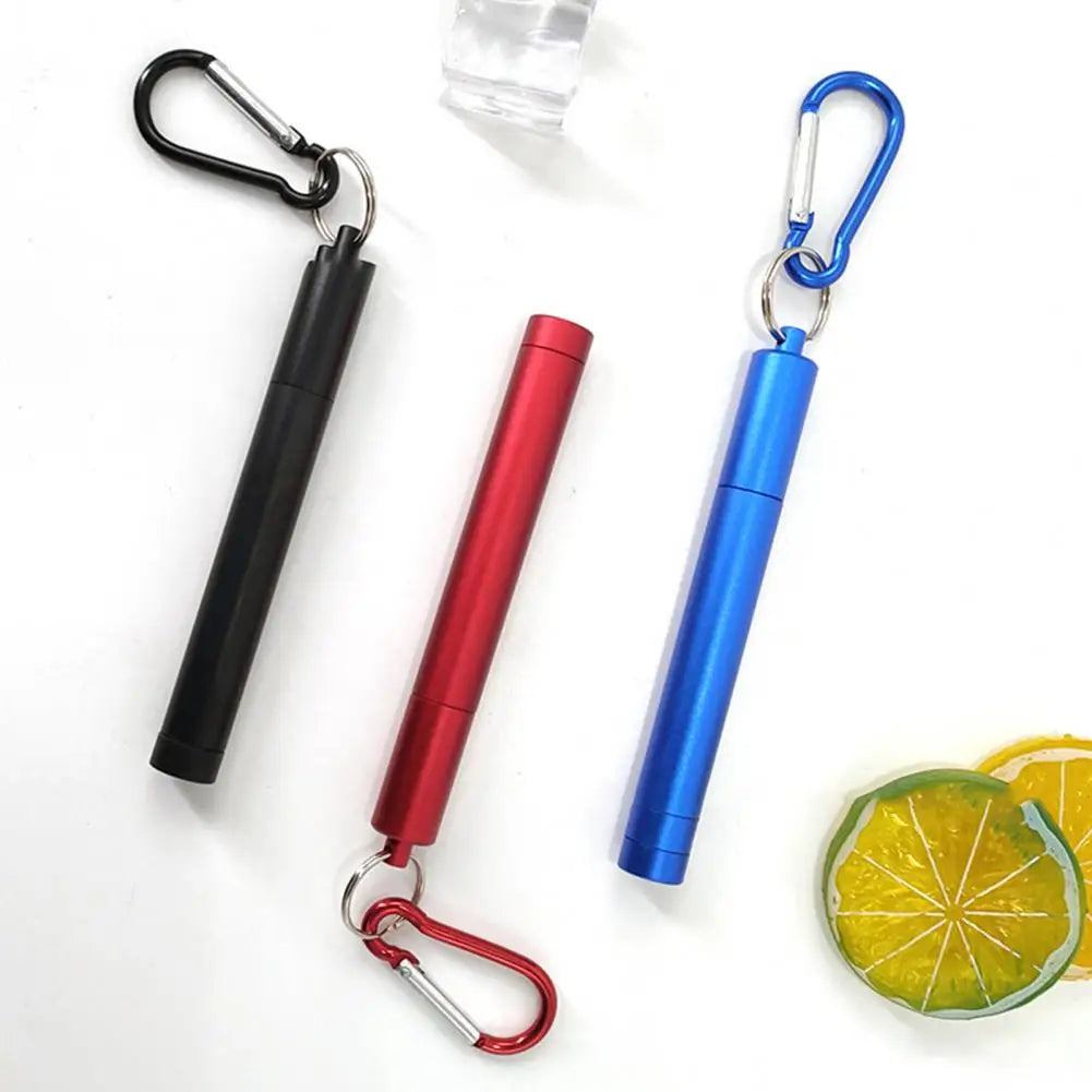 1 Set Reusable Telescopic Straw Set Portable Stainless Steel Easy To Clean Straw With Carry Case