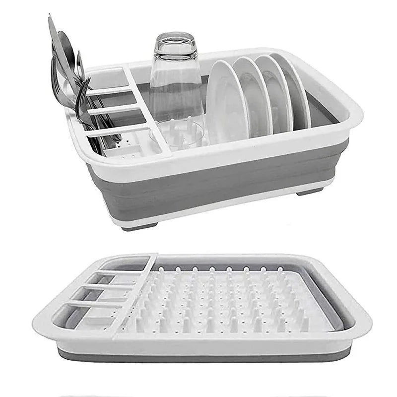 Foldable Dish Rack Kitchen Storage Water Leakage Plastic Tableware Bowl Dinnerware Drain Bowl Tray Home Drying Rack Washable