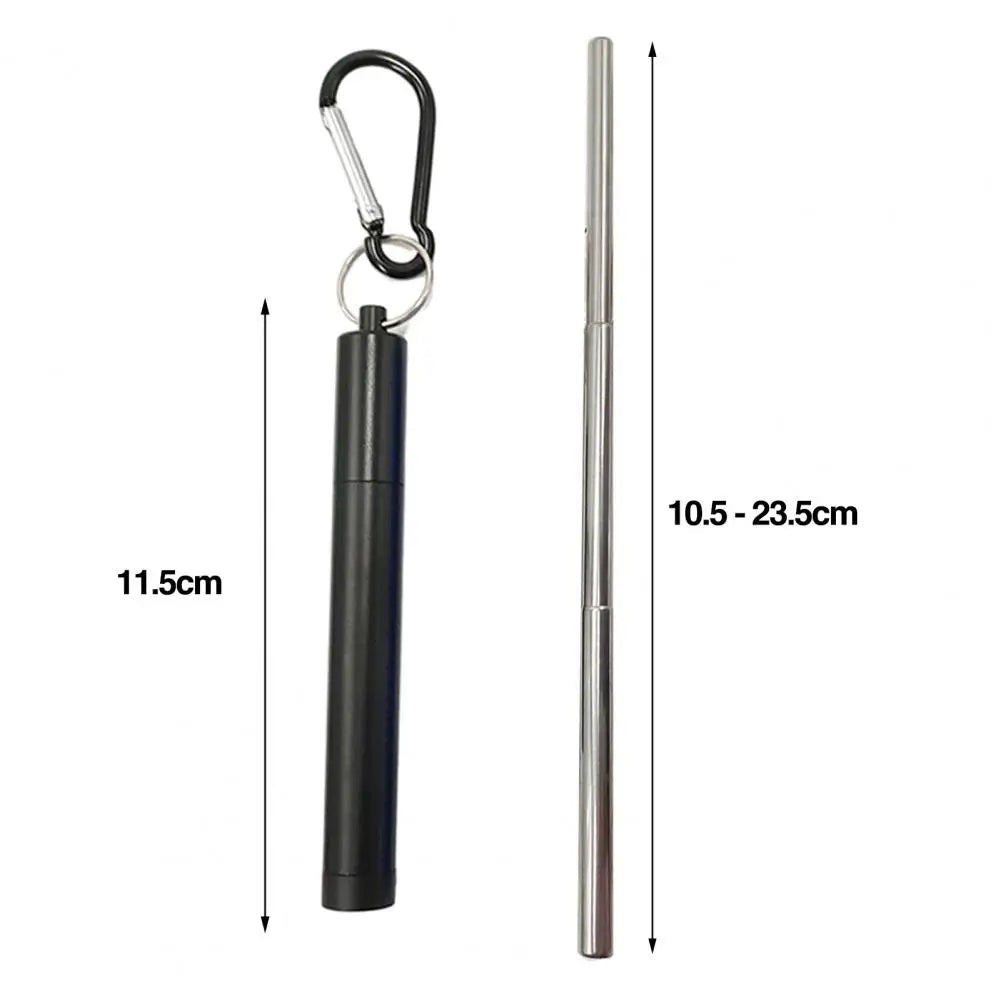 1 Set Reusable Telescopic Straw Set Portable Stainless Steel Easy To Clean Straw With Carry Case