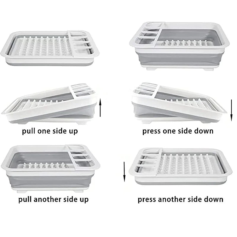 Foldable Dish Rack Kitchen Storage Water Leakage Plastic Tableware Bowl Dinnerware Drain Bowl Tray Home Drying Rack Washable